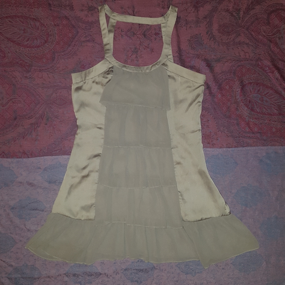 2/$35 Fairy Cute Vintage Silver grey Satin Ruffle Tank Dress - Picture 4 of 10